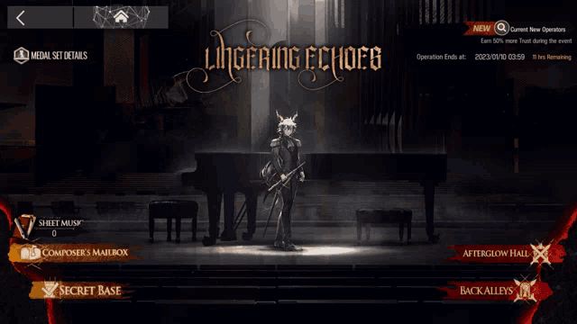 a video game called lingering echoes shows a man playing a piano