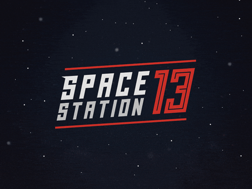 a logo for space station 13 on a dark background with stars