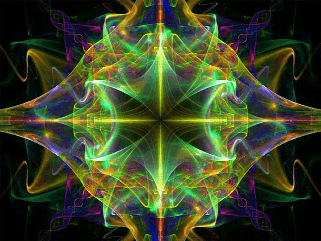 a colorful kaleidoscope with a star in the middle