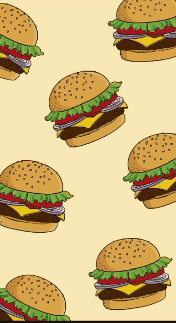a pattern of hamburgers with lettuce tomatoes and onions