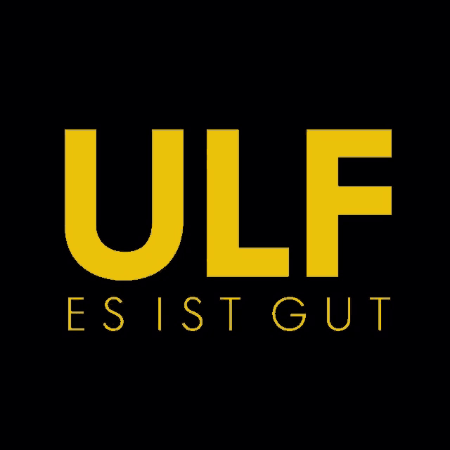 a black background with yellow letters that read ulf