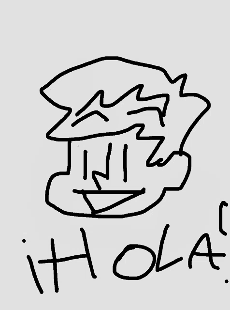 a black and white drawing of a person with the word hola written below it