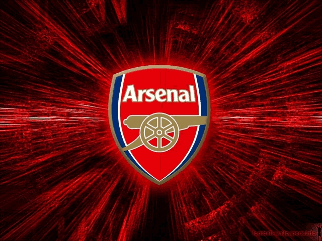 the arsenal logo is on a red and black background