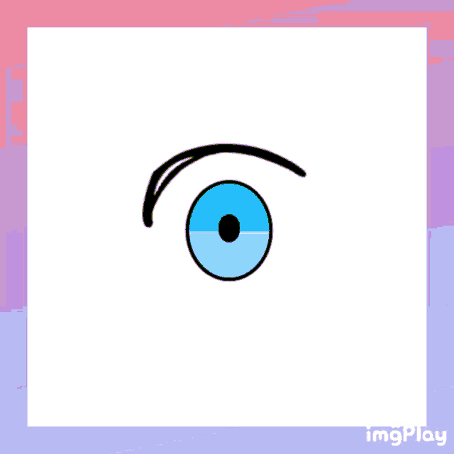 a drawing of a green eye with a black eyebrow and a black pupil