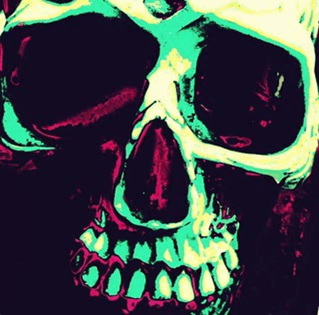 a close up of a colorful skull with a black background