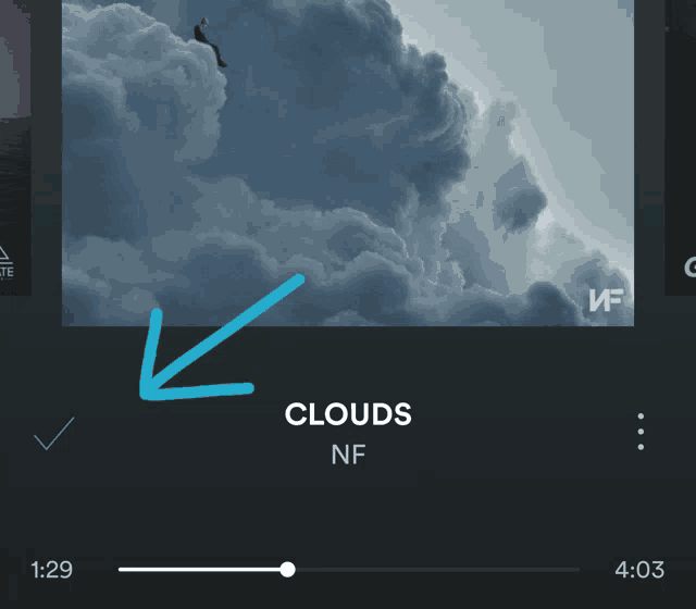 a playlist of clouds by nf is displayed