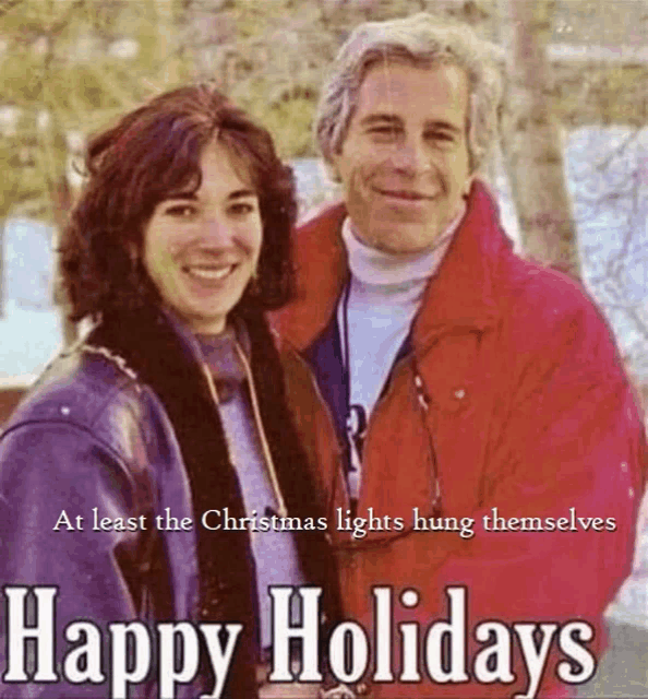 a picture of a man and a woman with a caption that says happy holidays