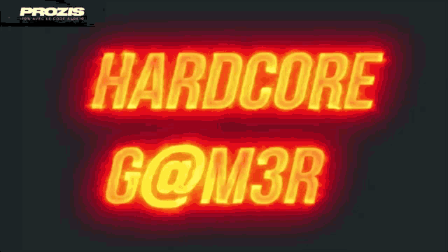 a neon sign that says hardcore go @ m3r on it