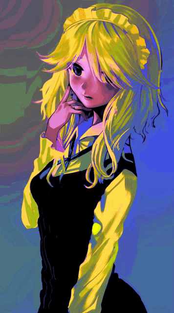 a drawing of a girl with long blonde hair