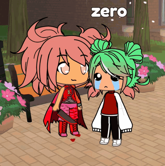 a cartoon of two girls with the word zero on the bottom