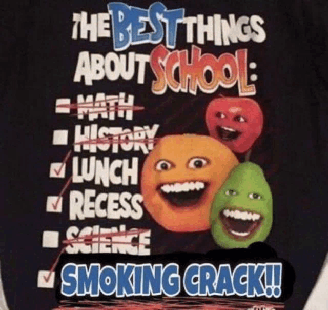 a t-shirt that says " the best things about school "