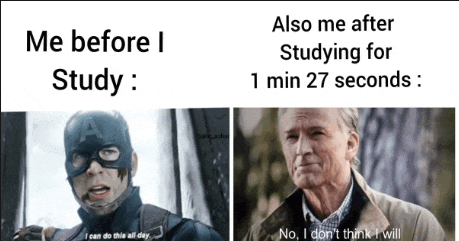 a picture of captain america with the caption me before i study