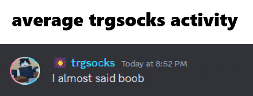 a screenshot of average trgsocks activity and a screenshot of someone saying i almost said boob