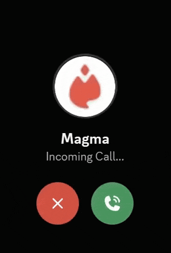 a phone screen shows magma incoming call