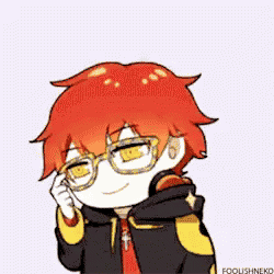 a cartoon character with red hair and glasses is talking on a cell phone