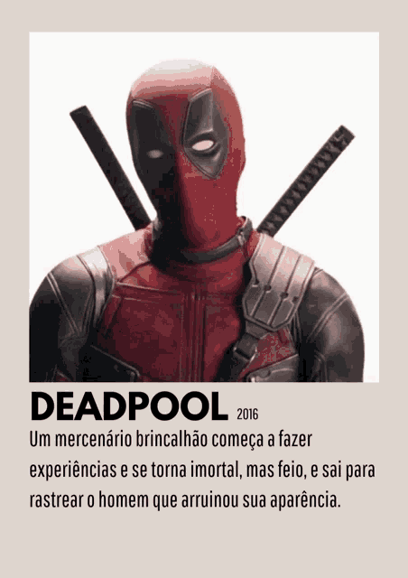 a movie poster for deadpool shows a man in a red and black suit