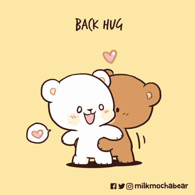 a cartoon of two teddy bears hugging each other with the words back hug written above them