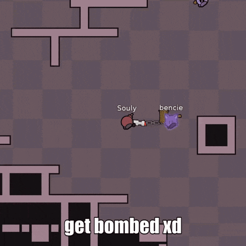 a video game with the words get bombed xd