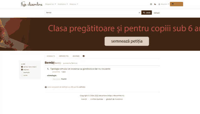 a screenshot of a website that says clasa pregatitoare si pentru copiii sub 6 ani