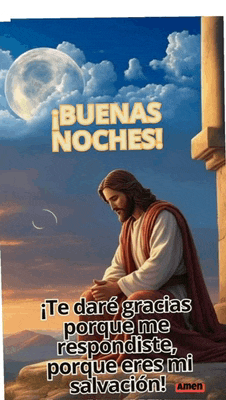 a picture of jesus with the words " buenas noches " on it