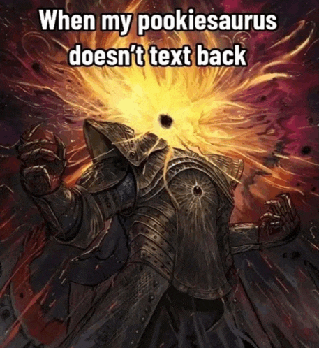 a picture of a knight with a bullet in his head and the caption when my poookiesaurus