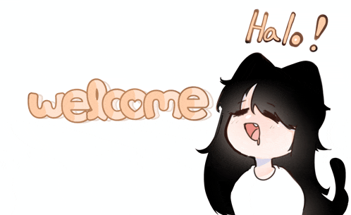 a drawing of a girl with a cat ears and the words welcome halo