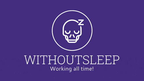 a logo for withoutsleep with a skull in the center