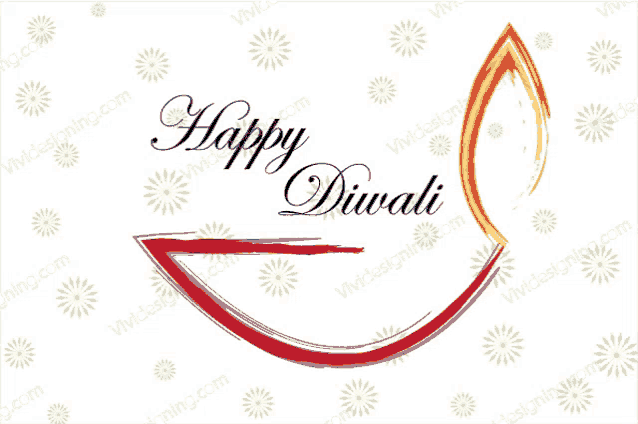 a happy diwali greeting card with a candle on it