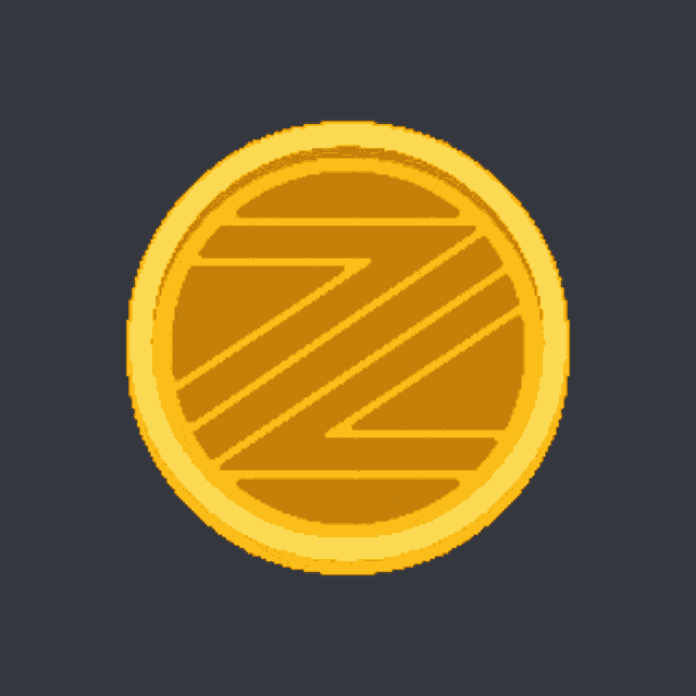 a gold coin with the letter z in the middle