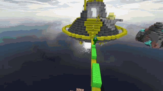 a minecraft screenshot of a building with the number 1 on top of it