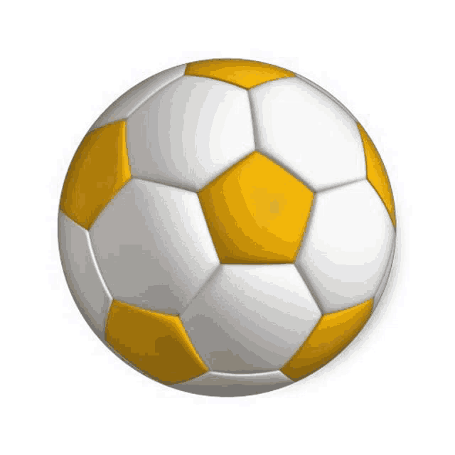 a white and yellow soccer ball on a white background .