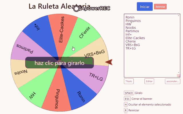 a screenshot of a roulette wheel that says haz clic para girarlo