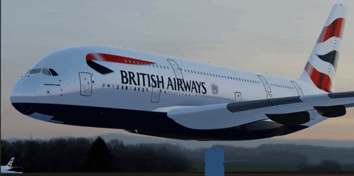 a british airways airplane is flying in the air