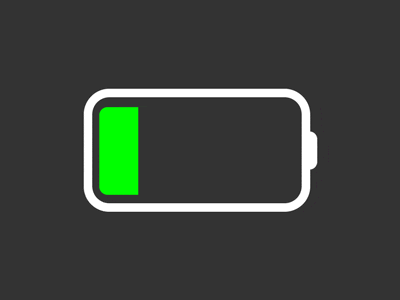 a green battery icon with a green screen on a dark background .