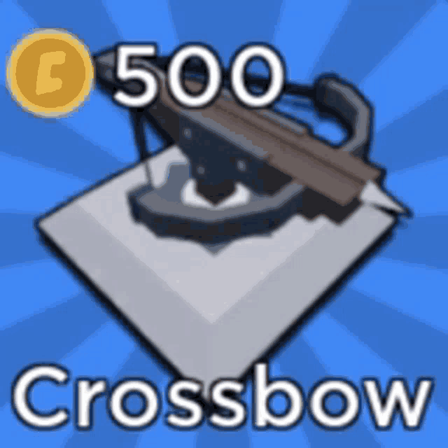 a crossbow with a gold coin in the middle of it