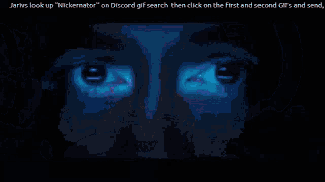 a pixelated image of a person 's face with the words " jarivs look up " on the top