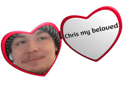 a heart shaped mirror with a picture of a man and the words chris my beloved