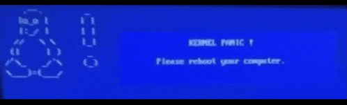 a blue screen that says kernel panic 1 on it