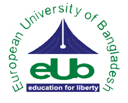 european university of bangladesh logo with a blue tent