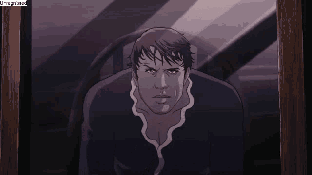 a cartoon drawing of a man with the words unregistered below him