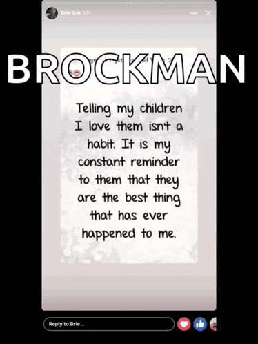 a screenshot of a facebook post titled brockman telling my children i love them isn t a habit