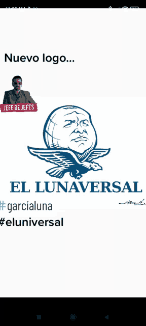 a logo for el lunaversal with a man 's face and an eagle