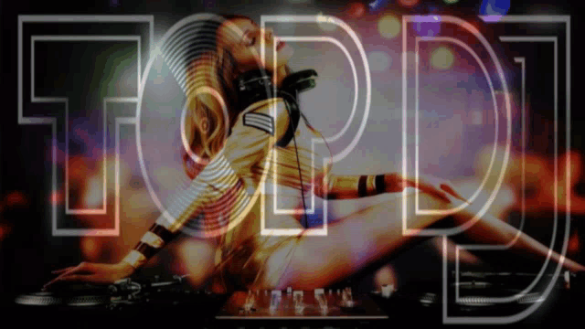 a picture of a woman playing music with the word topdj behind her