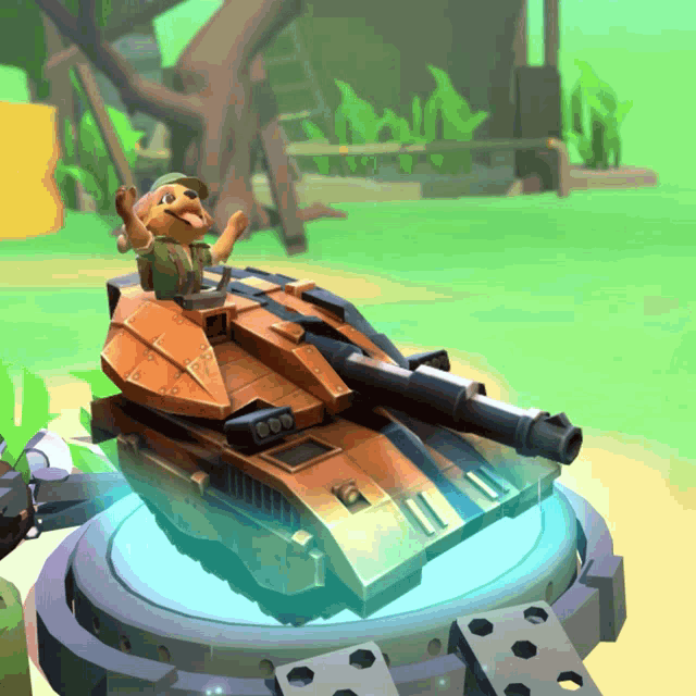 a cartoon soldier is sitting on top of a tank
