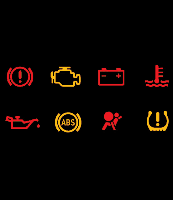 a black background with red and yellow symbols including abs