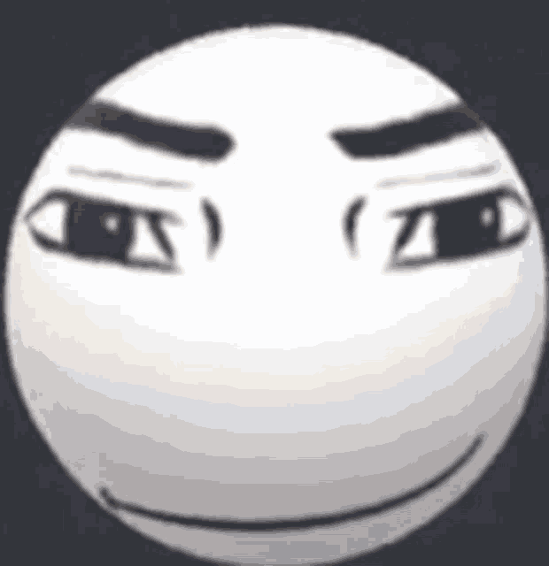 a close up of a white smiley face with black eyes .