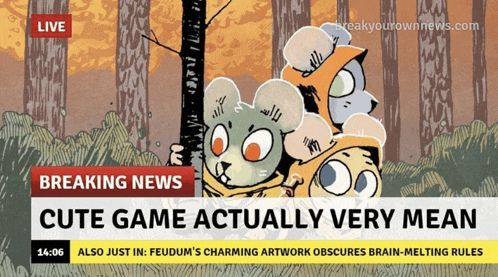 a breaking news headline that says cute game actually very mean is shown