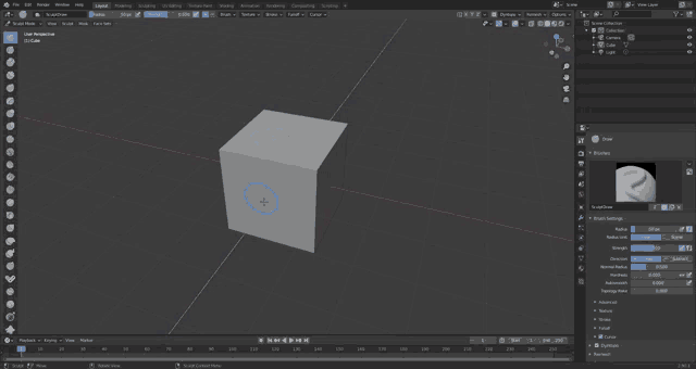 a 3d model of a cube is being created in a program called blender