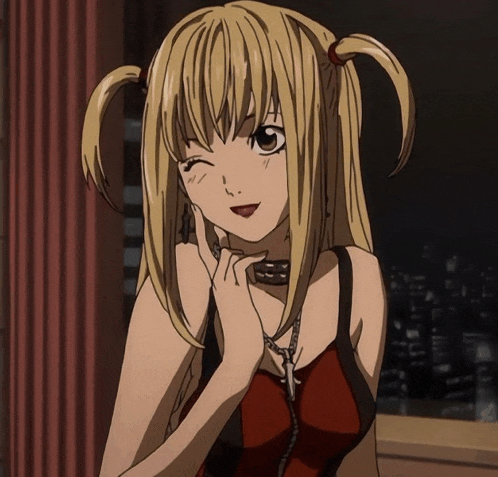 a blonde anime girl with pigtails is wearing a choker