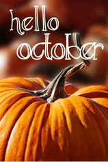 a picture of a pumpkin with the words hello october written on it